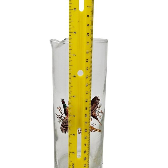 Vtg West Virginia Glass Martini Pitcher Pheasants Barware MCM Norman R Warner - Picture 9 of 11